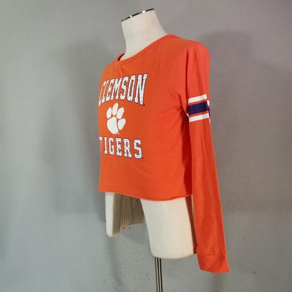Clemson Tigers shirt women's medium orange cut off long sleeve bling - Picture 6 of 10